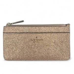 Kate Spade Large Slim Glitter Card Holder Wallet Rose Gold